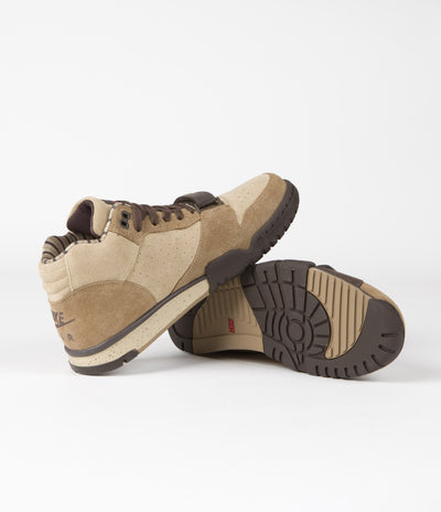 Nike Air Trainer 1 Shoes in Hay and Baroque Brown and Taupe - Varsity Red