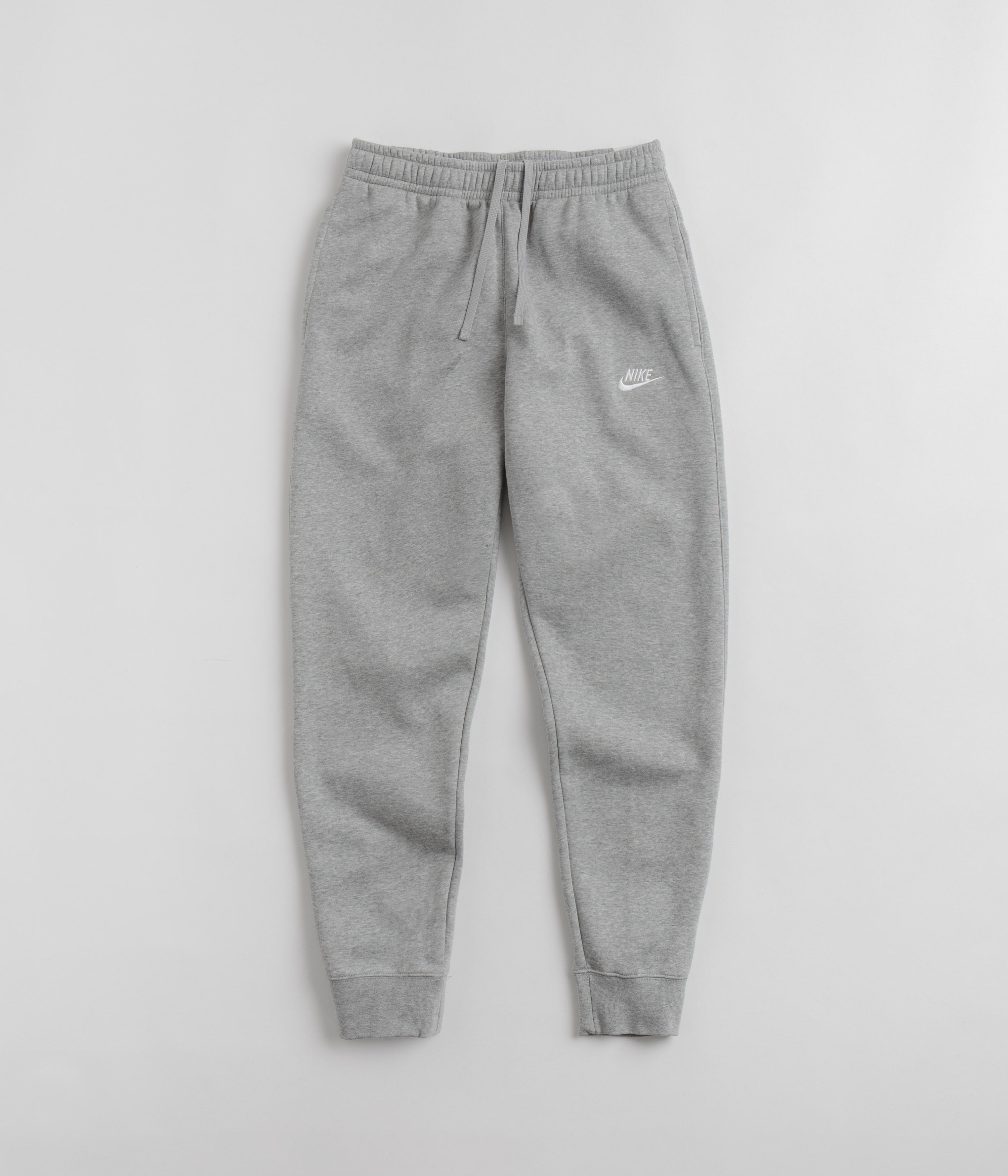 Nike Club Fleece Joggers - Dark Grey Heather / Matte Silver / White ...