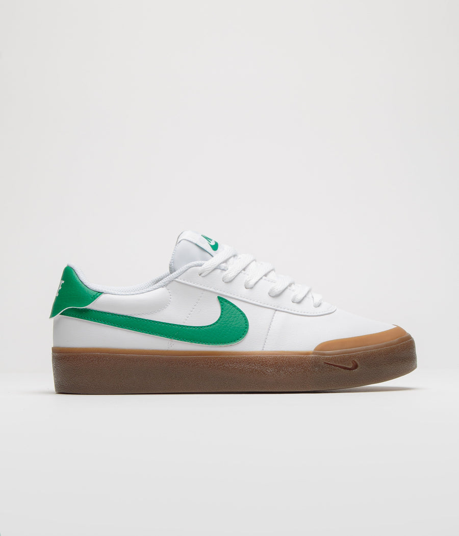 Nike Court Shot Shoes in White and Malachite and Gum Med Brown