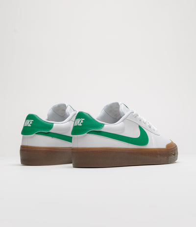 Nike Court Shot Shoes in White and Malachite and Gum Med Brown