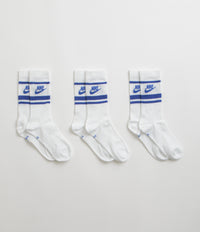 Nike Everyday Essential Crew Socks (3 Pair) in White and Game Royal / Game Royal