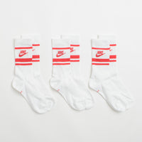 Nike Everyday Essential Crew Socks (3 Pair) in White and University Red / University Red thumbnail