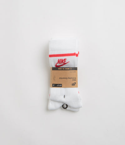 Nike Everyday Essential Crew Socks (3 Pair) in White and University Red / University Red