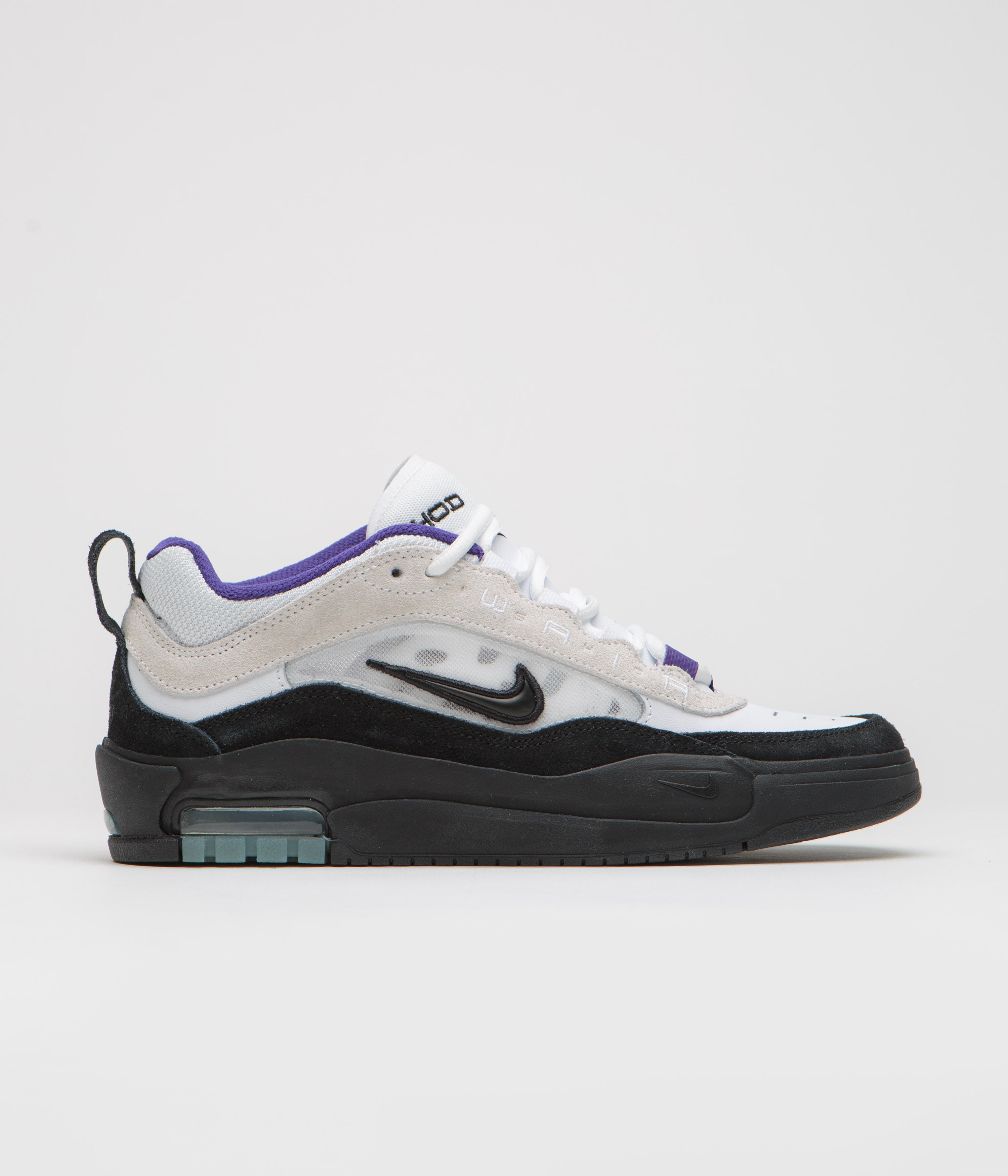 Nike SB Air Max Ishod Shoes in White and Black and Court Purple - Black
