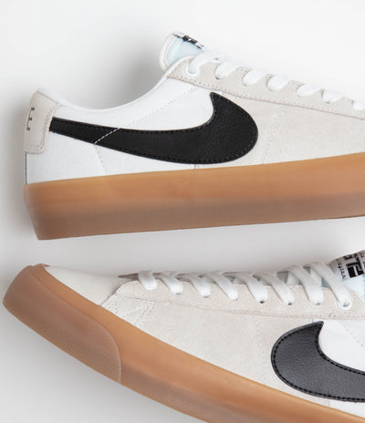 Nike SB Blazer Low Pro GT Shoes in White and Black and White - White