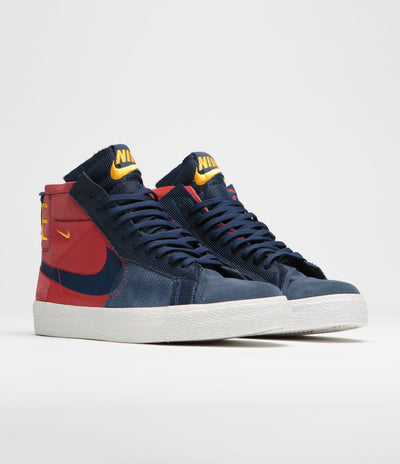 Nike SB Blazer Mid Premium Shoes - University Red / Midnight Navy