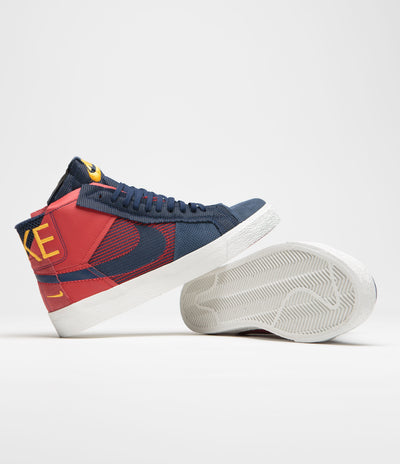 Nike SB Blazer Mid Premium Shoes - University Red / Midnight Navy