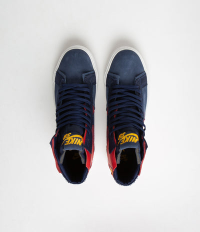 Nike SB Blazer Mid Premium Shoes - University Red / Midnight Navy