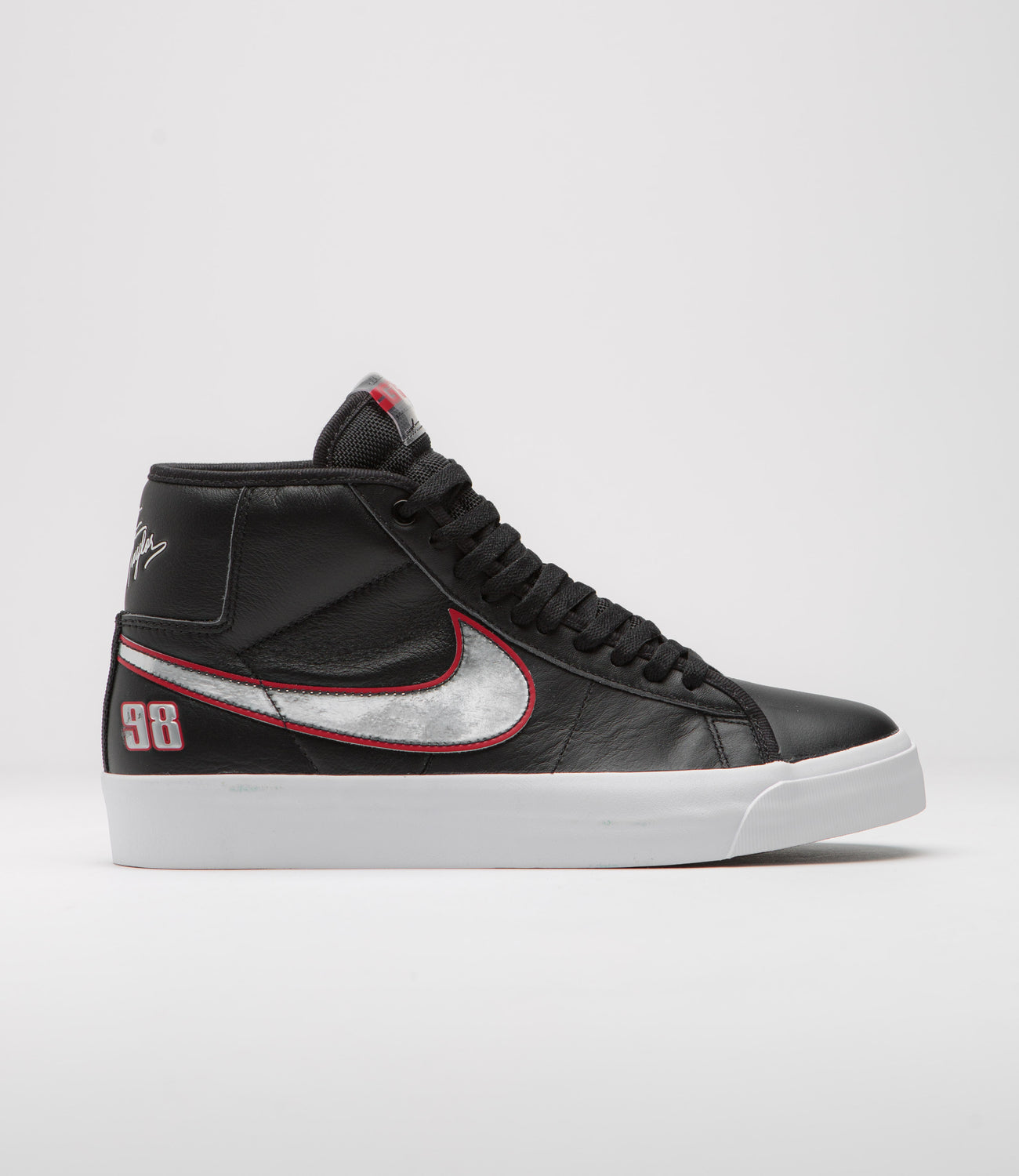 Nike SB Blazer Mid Pro GT Shoes - Black / Metallic Silver - University | Flatspot