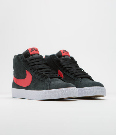 Nike SB Blazer Mid Shoes in Black and University Red and Black - White