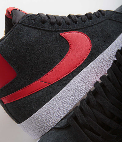 Nike SB Blazer Mid Shoes in Black and University Red and Black - White