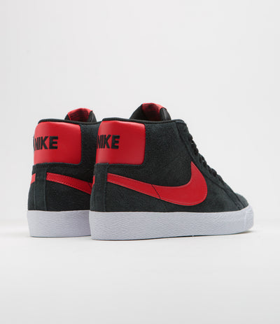 Nike SB Blazer Mid Shoes in Black and University Red and Black - White