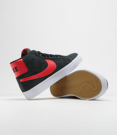 Nike SB Blazer Mid Shoes in Black and University Red and Black - White
