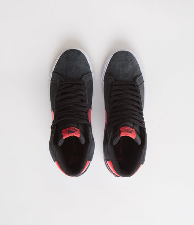 Nike SB Blazer Mid Shoes in Black and University Red and Black - White