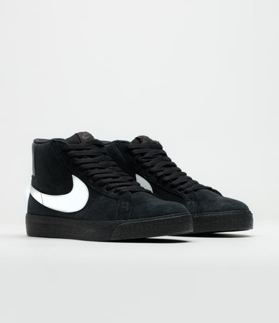 Nike SB Blazer Mid Shoes in Black and White and Black - Black