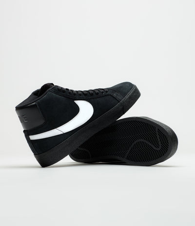 Nike SB Blazer Mid Shoes in Black and White and Black - Black