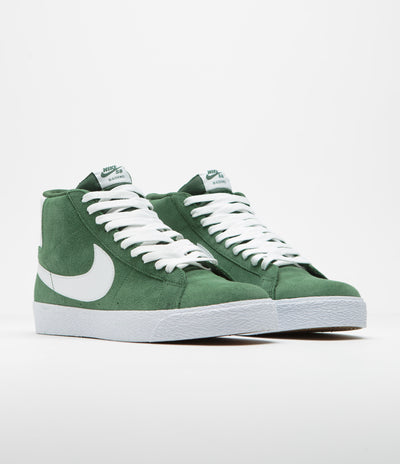 Nike SB Blazer Mid Shoes in Fir and White and Fir - White