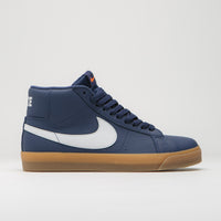 Nike SB Orange Label Blazer Mid Shoes in Navy and White and Navy - Gum Light Brown thumbnail