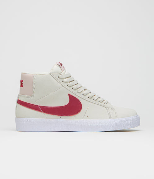 Nike SB Blazer Mid Shoes - Pale Ivory / Noble Red - Silt Red - White