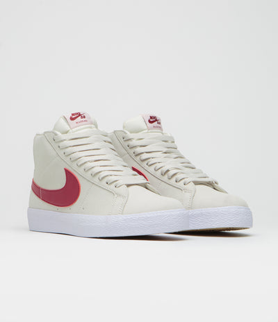 Nike SB Blazer Mid Shoes - Pale Ivory / Noble Red - Silt Red - White