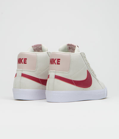 Nike SB Blazer Mid Shoes - Pale Ivory / Noble Red - Silt Red - White