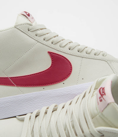 Nike SB Blazer Mid Shoes - Pale Ivory / Noble Red - Silt Red - White