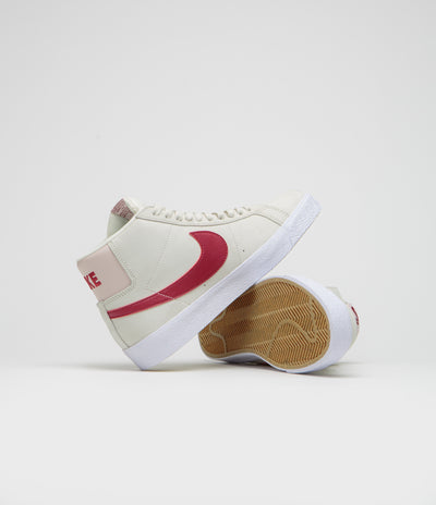 Nike SB Blazer Mid Shoes - Pale Ivory / Noble Red - Silt Red - White