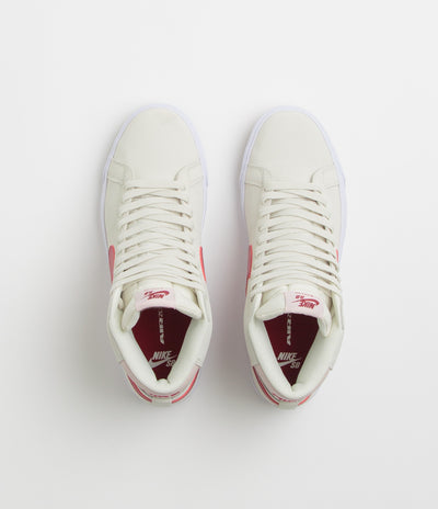 Nike SB Blazer Mid Shoes - Pale Ivory / Noble Red - Silt Red - White