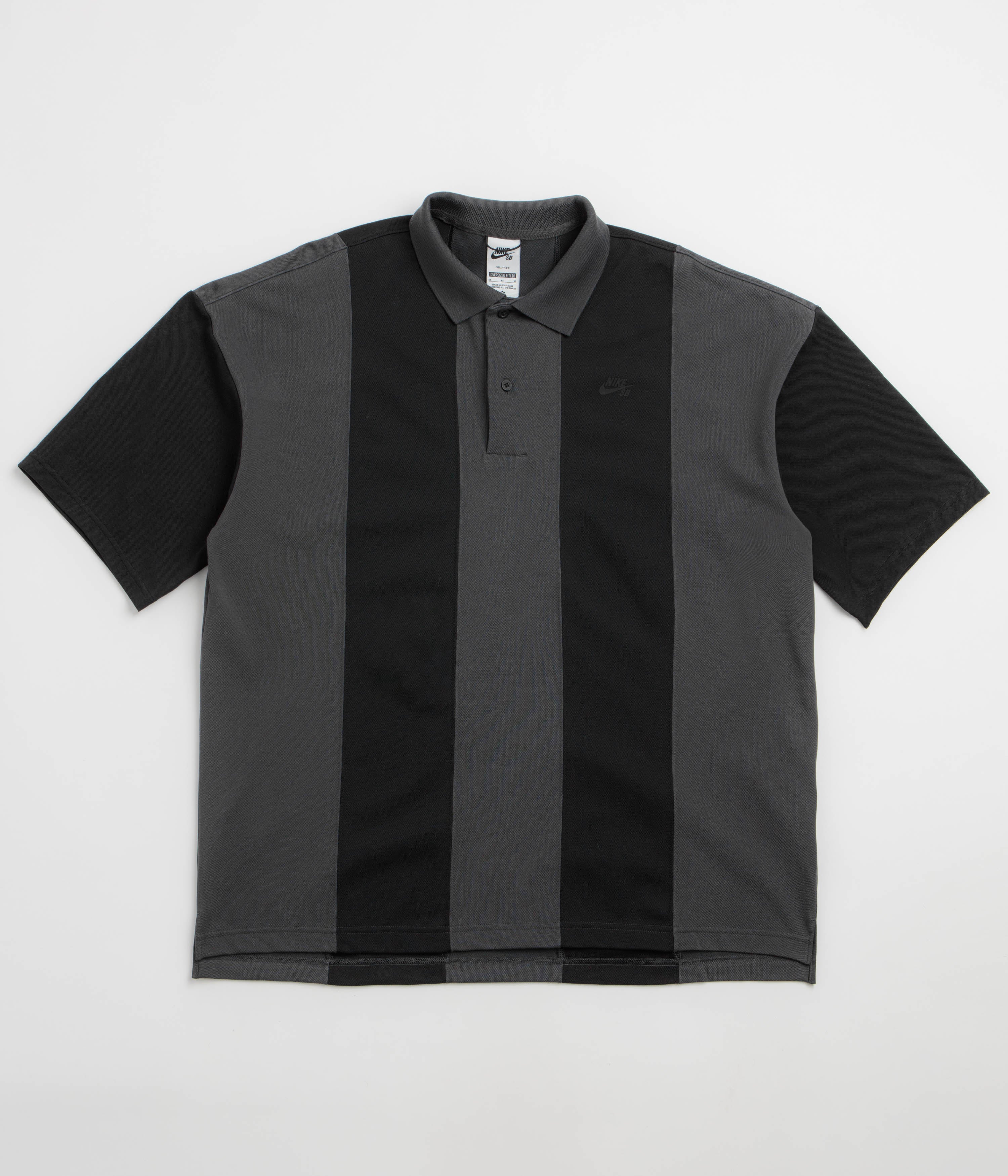 Nike SB Break Striped Polo Shirt - Black / Dark Smoke Grey / Black