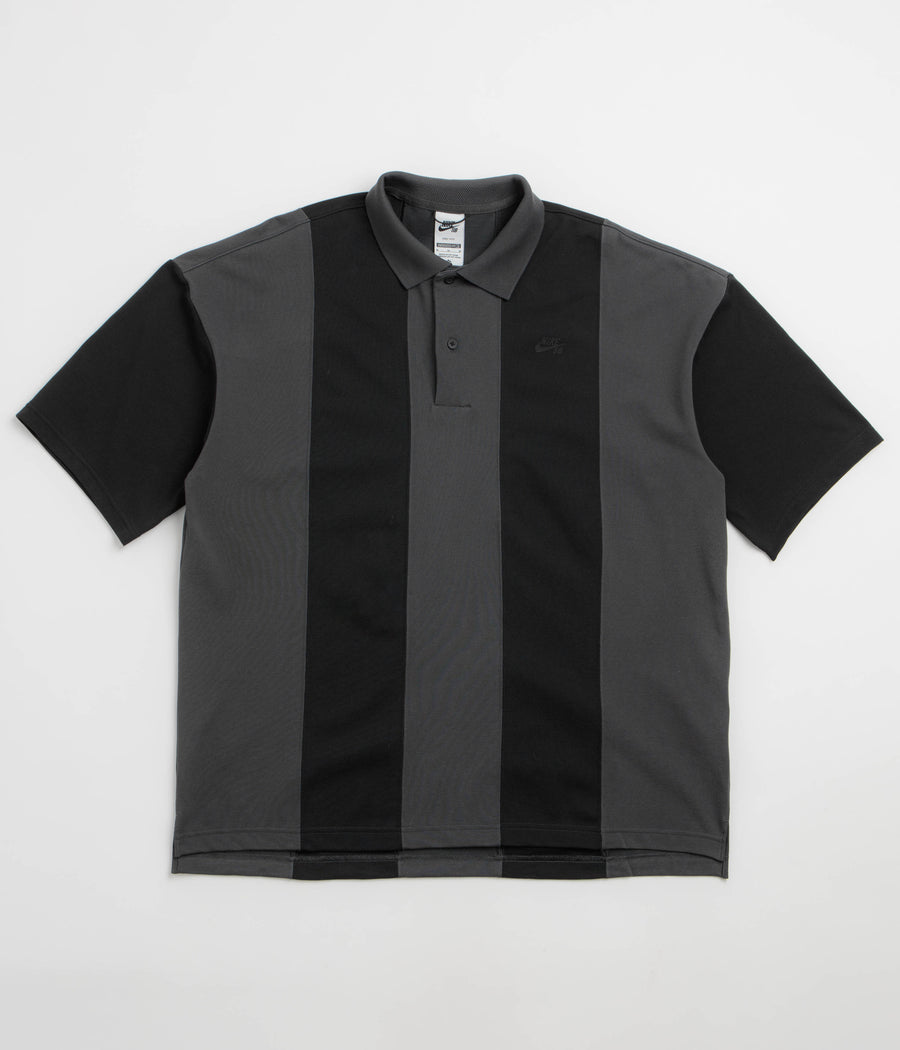 Nike SB Break Striped Polo Shirt - Black / Dark Smoke Grey / Black