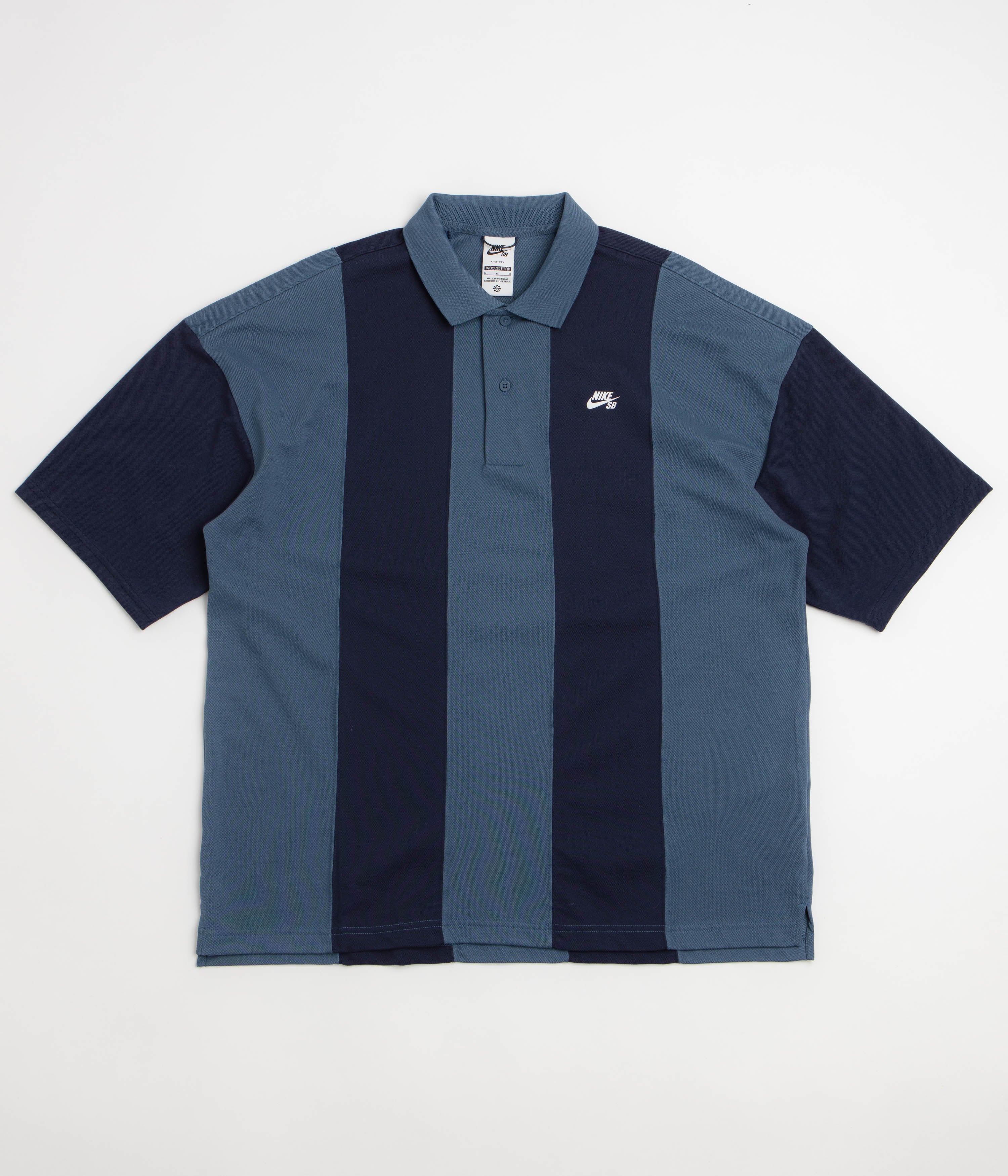 Nike SB Break Striped Polo Shirt - Blue Eclipse / New Slate / White
