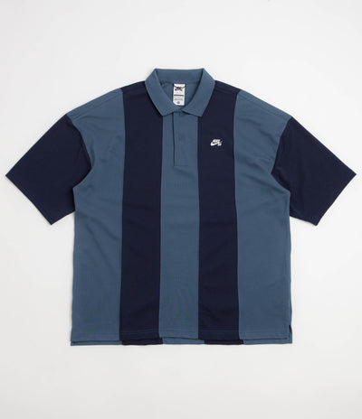 Nike SB Break Striped Polo Shirt - Blue Eclipse / New Slate / White