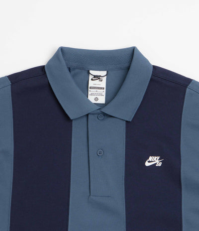 Nike SB Break Striped Polo Shirt - Blue Eclipse / New Slate / White