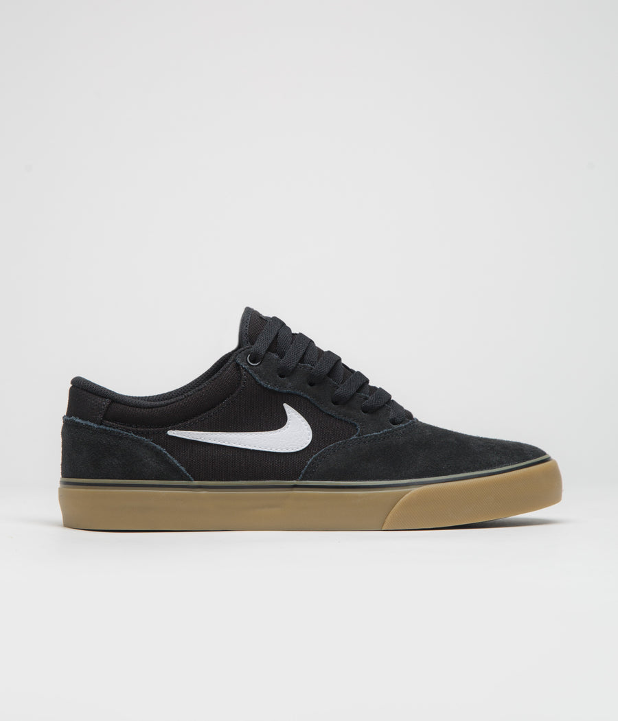 Nike SB Chron 2 Shoes in Black and White and Black - Gum Light Brown