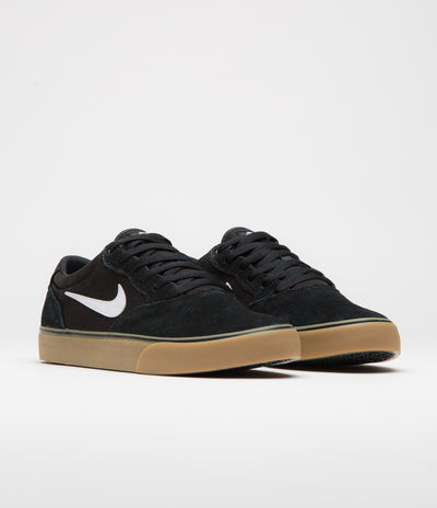 Nike SB Chron 2 Shoes in Black and White and Black - Gum Light Brown