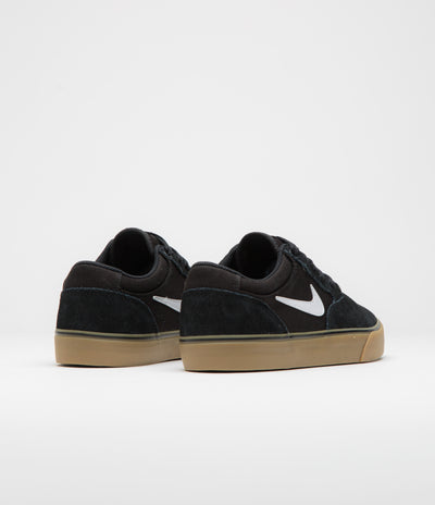 Nike SB Chron 2 Shoes in Black and White and Black - Gum Light Brown