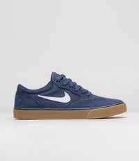 Nike SB Chron 2 Shoes in Navy and White and Navy - Gum Light Brown