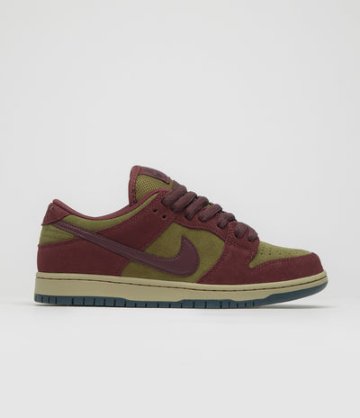Nike SB Dunk Low Pro Shoes - Dark Team Red / Burgundy Crush - Olive Flak