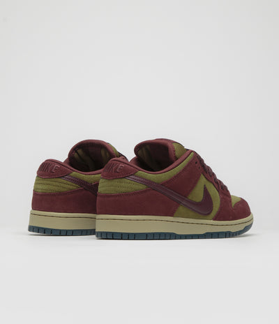 Nike SB Dunk Low Pro Shoes - Dark Team Red / Burgundy Crush - Olive Flak