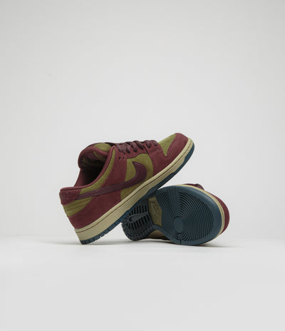 Nike SB Dunk Low Pro Shoes - Dark Team Red / Burgundy Crush - Olive Flak