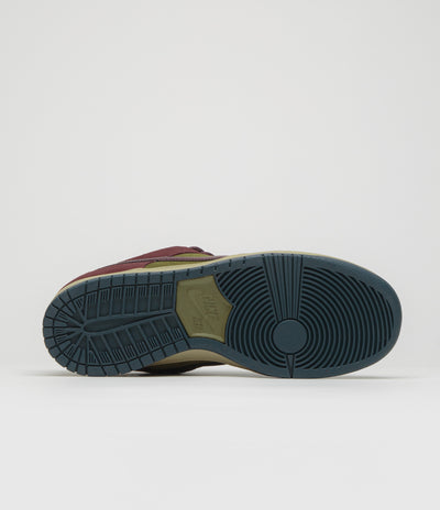 Nike SB Dunk Low Pro Shoes - Dark Team Red / Burgundy Crush - Olive Flak