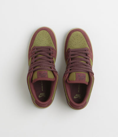 Nike SB Dunk Low Pro Shoes - Dark Team Red / Burgundy Crush - Olive Flak