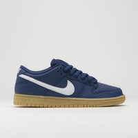 Nike SB Orange Label Dunk Low Pro Shoes - Navy / White - Navy - Gum Light Brown thumbnail