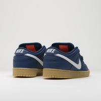 Nike SB Orange Label Dunk Low Pro Shoes - Navy / White - Navy - Gum Light Brown thumbnail