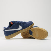 Nike SB Orange Label Dunk Low Pro Shoes - Navy / White - Navy - Gum Light Brown thumbnail