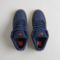 Nike SB Orange Label Dunk Low Pro Shoes - Navy / White - Navy - Gum Light Brown thumbnail