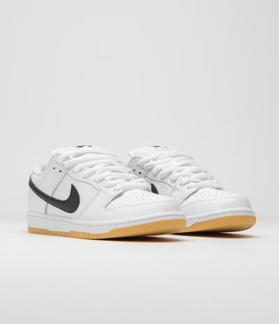 Nike SB Dunk Low Pro Shoes - White / Black - White - Gum Light Brown