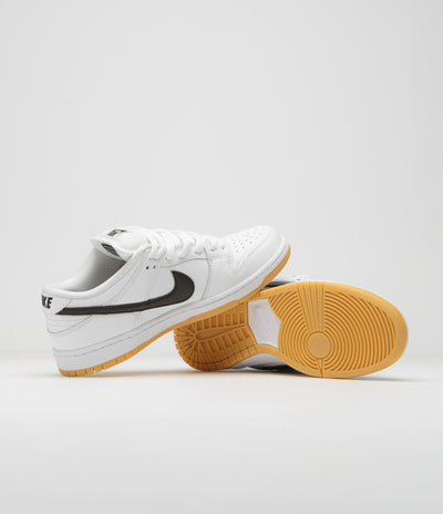 Nike SB Dunk Low Pro Shoes - White / Black - White - Gum Light Brown