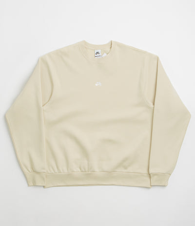 Nike SB Essential Logo Crewneck Sweatshirt in Light Khaki and White