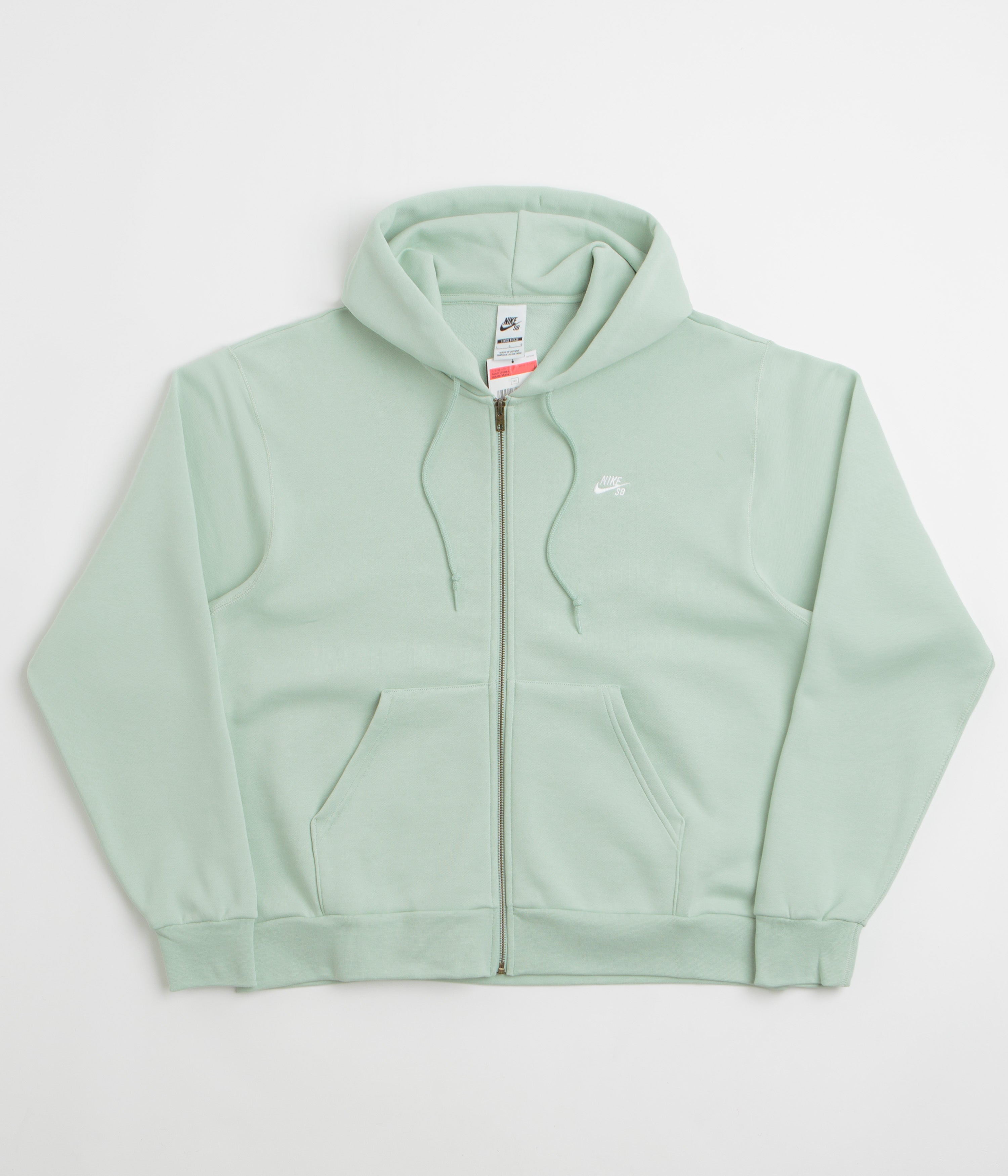Nike SB Essential Logo Full Zip Hoodie in Pistachio Frost and White